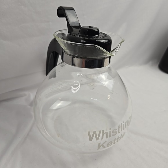 Medelco Glass Boil Gas Water Stovetop Whistling Kettle Coffee Tea 12 cup - Picture 3 of 5